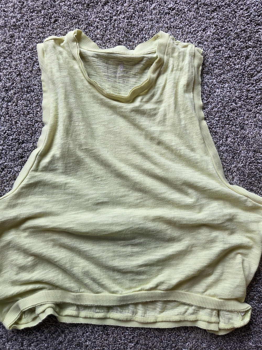 FP Movement by Free People Pale Yellow Ribbed Trim Tank